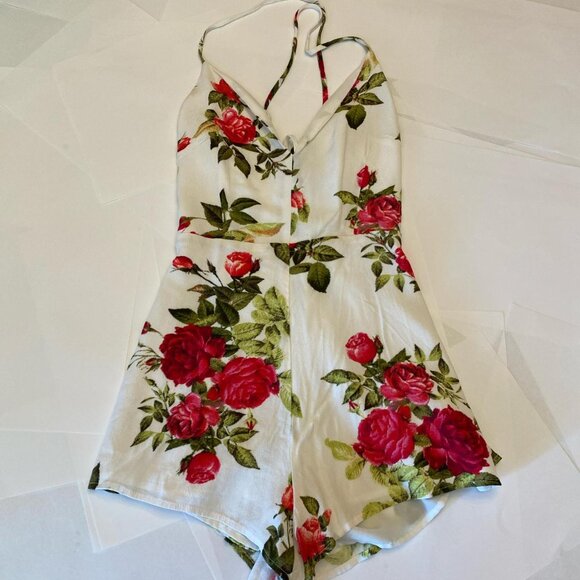 White Floral Romper - Picture 4 of 5